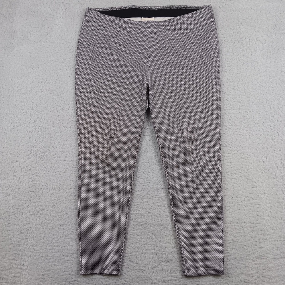 Chico's Ankle Pant Brigitte Women 3 Black White Geometric Stretch 570211779